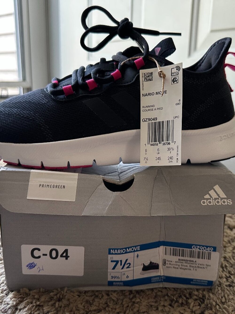 Adidas Women's Nario Move Running Shoes, Black Team Magenta - Picture 2 of 4